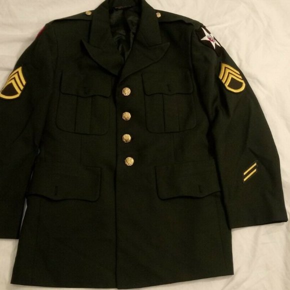 sz39/REG CLASS A DRESS GREEN JACKET w/2ND ID COMBAT PATCH CA 00023